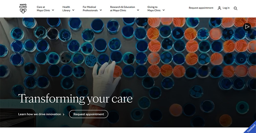Mayo Clinic medical website design
