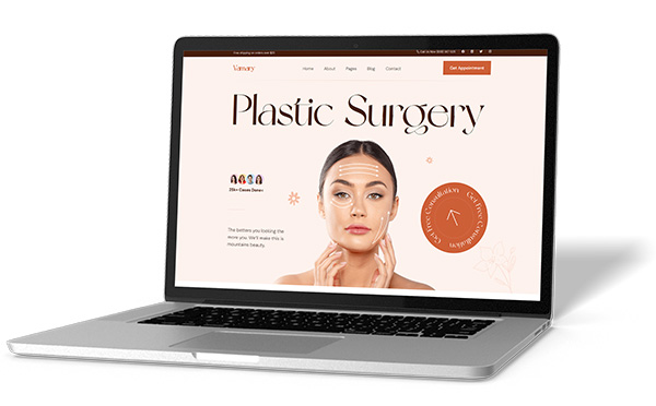 Plastic surgery website design example on a laptop