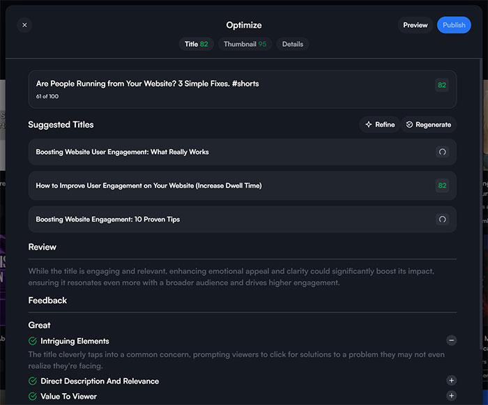 VidIQ YouTube SEO optimization screenshot